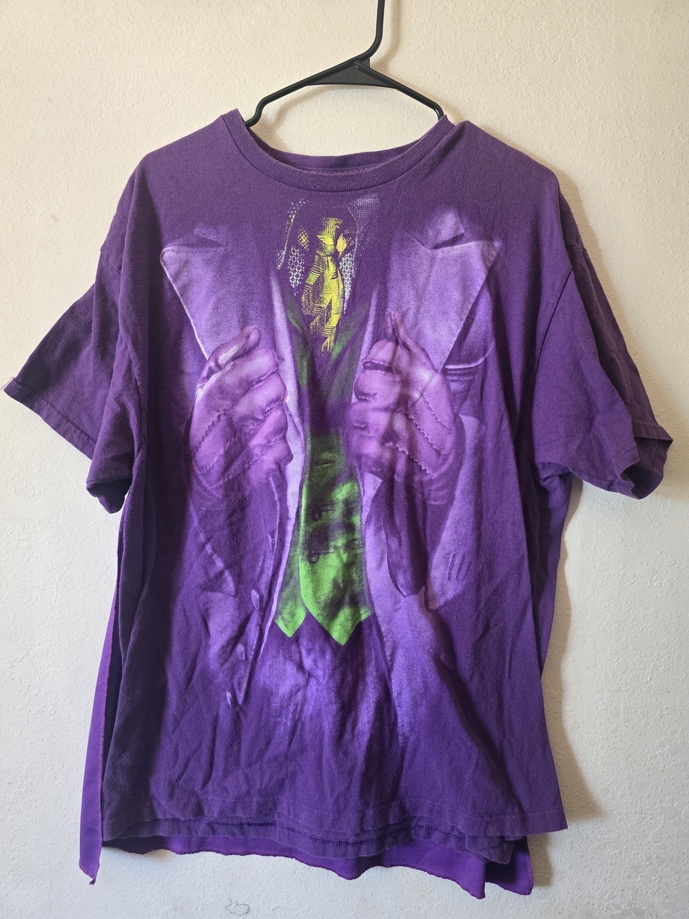 DC Comics Purple Short Sleeve Tee with Green and Yellow Joker Graphic